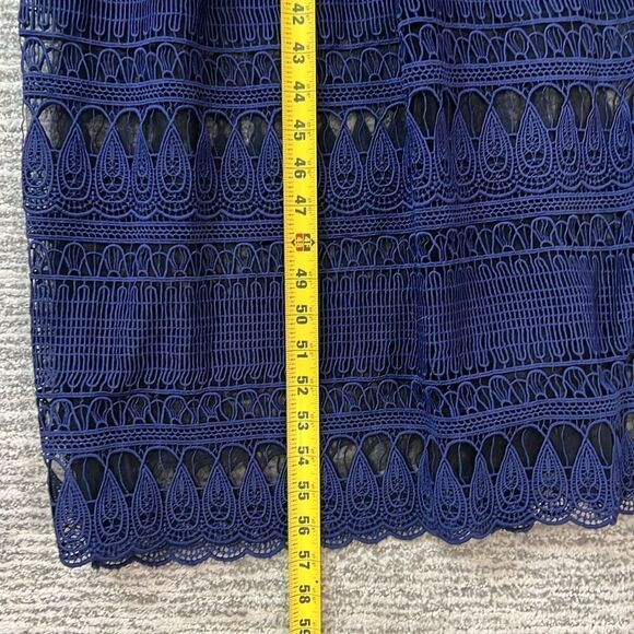 New SELF-PORTRAIT Teardrop Guipere Paneled Maxi Dress Navy Size 0 - Picture 13 of 16